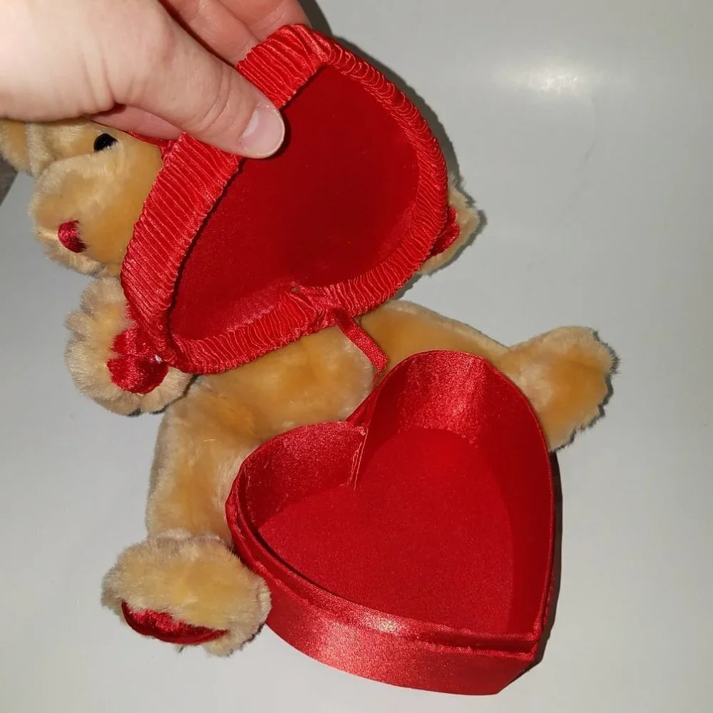 Dan Dee Valentine's Day Brown Teddy Bear Plush Red Heart Gift Box Stuffed Toy